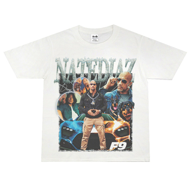 Film Star T Shirt Speed and Passion Pure Cotton Short Sleeve Loose T-shirt Men