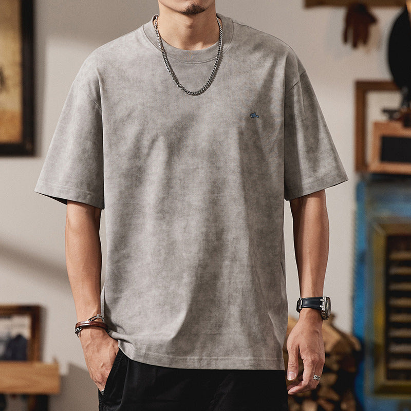 Men T-shirts Short Sleeve Summer Loose Vintage Top