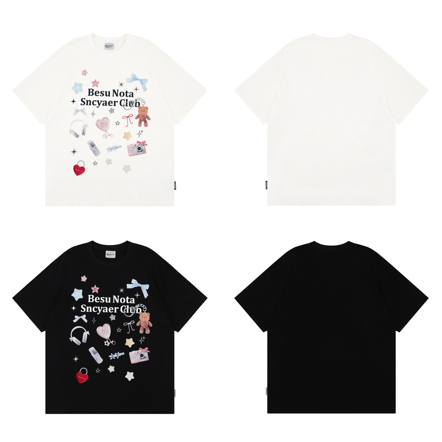 Distorted vintage short-sleeved t-shirt summer loose casual top
