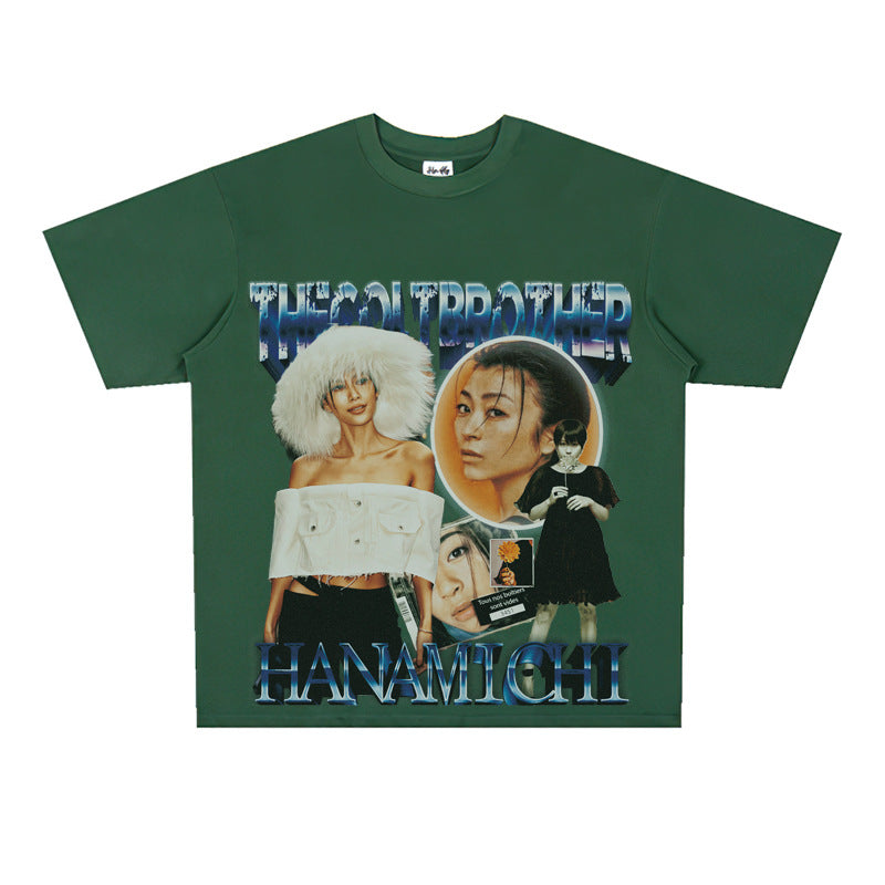 Film Star T Shirt Loose Heavy Retro Street T-shirt Men and Women
