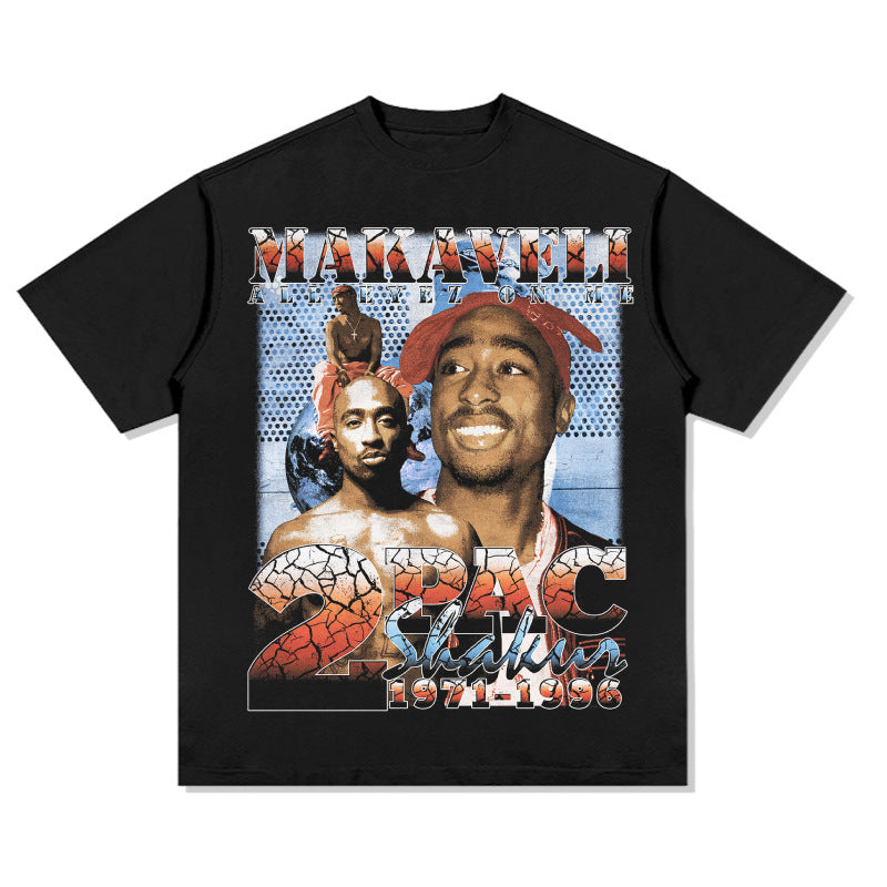 Cool t rapper vintage hip hop tupac print long sleeve short sleeve t-shirt