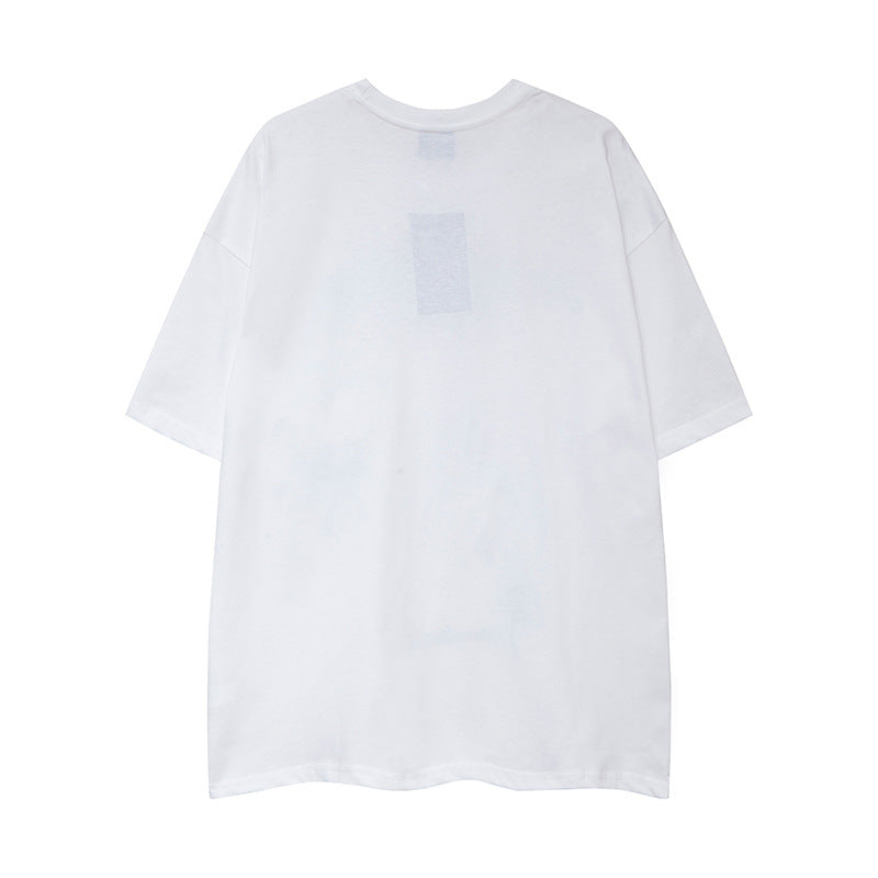 Nostalgia T Shirts Dog Flocking Embroidery Short Sleeve T-Shirt Bow Loose Top