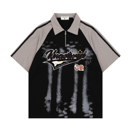 Hip Hop Clothing Summer Vintage Embroidered POLO Shirt Lapel T-Shirt