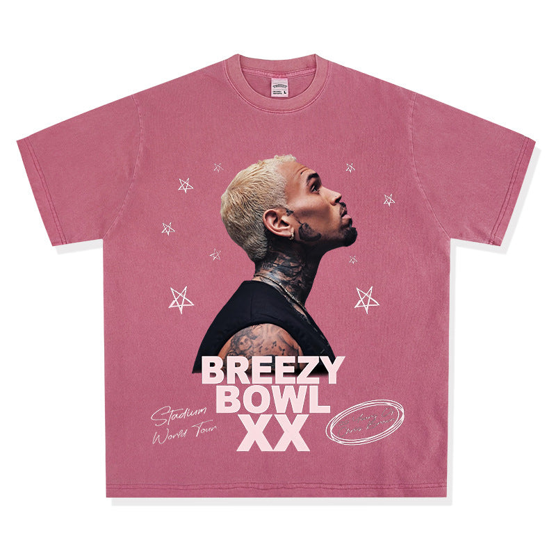 New york hip hop shop vintage hip hop Chris Brown print short sleeve t-shirt