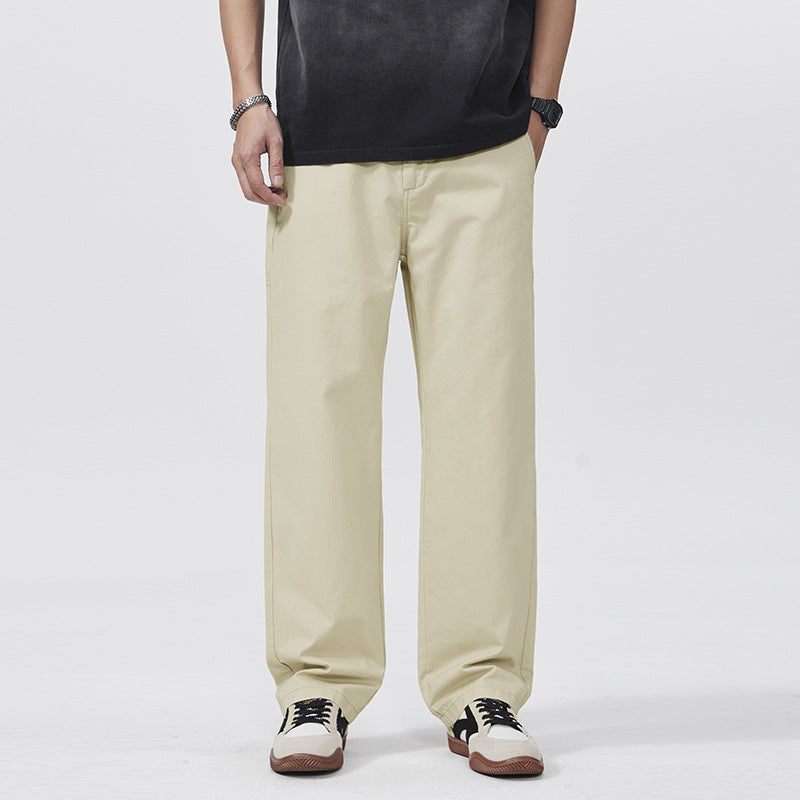 Men Casual Pants Spring Straight Retro Loose Wide Leg Pants