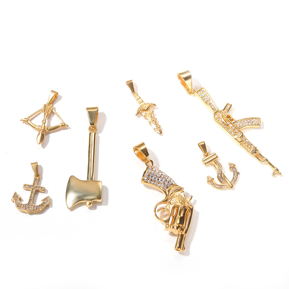 Jewelry Hip Hop Gun Bow Arrow Axe Pendant Armament
