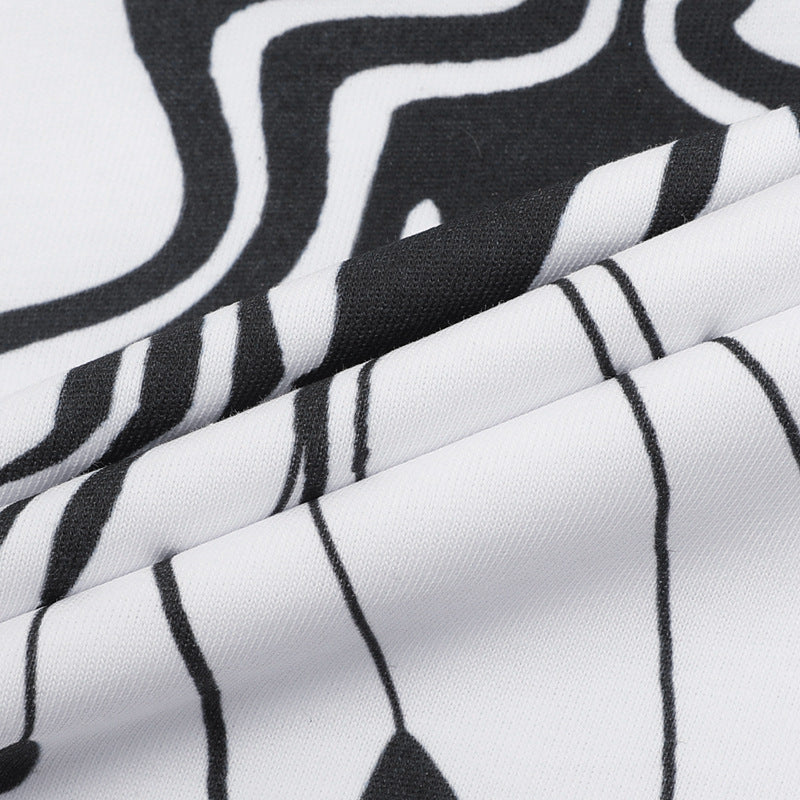 Camisas Retros Washed Old Abstract Character Print Short Sleeve T-Shirt