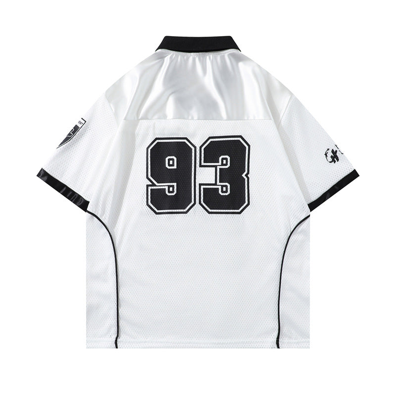 Y2K mens shirt retro V-neck casual t-shirt
