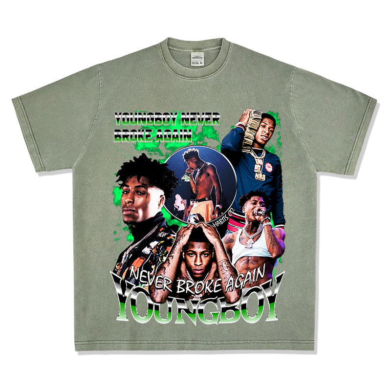 Streetwear Masculino Retro Hip Hop Young Boy Print Short Sleeve T-Shirt