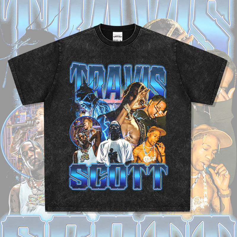 New york hip hop shop vintage hip hop scott print short sleeve t-shirt