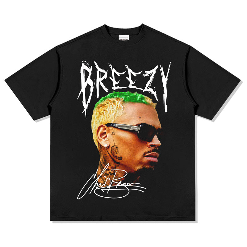 New york hip hop shop vintage brown, print short sleeve t-shirt