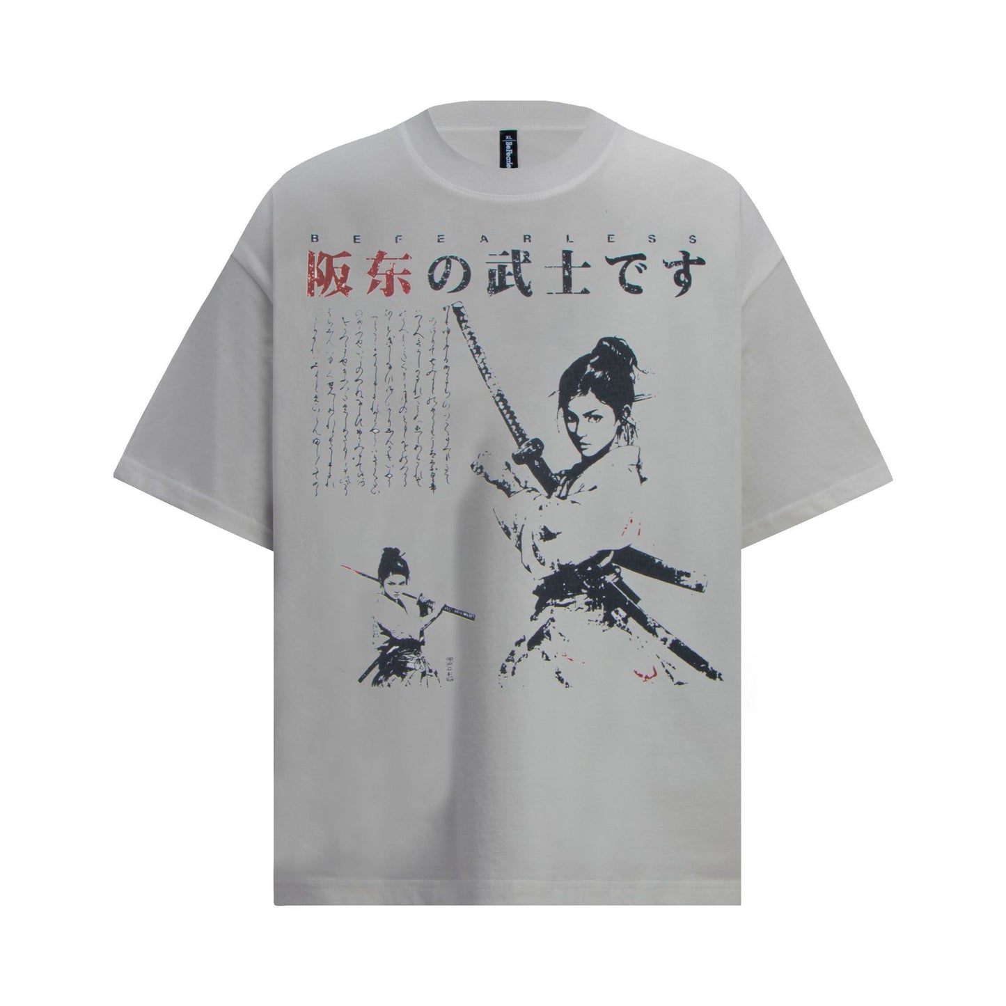 Unisex T-shirts Summer Vintage Girl Samurai Men's Loose Short Sleeve T-Shirt