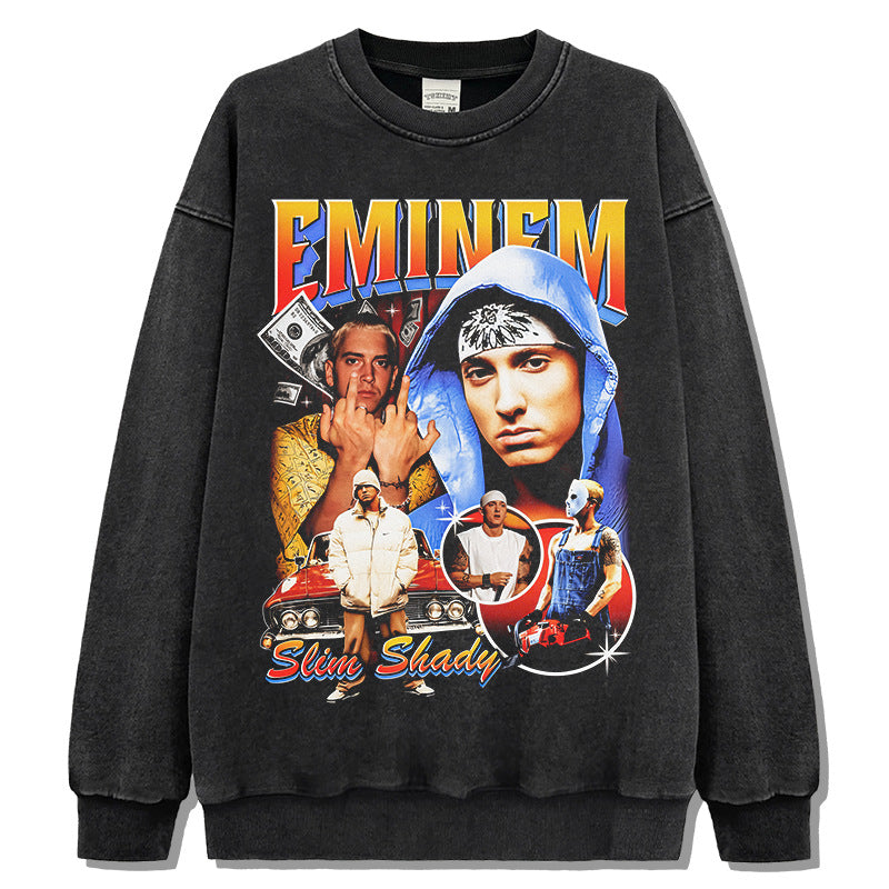 Marcas streetwear usa vintage Eminem print crew neck sweater