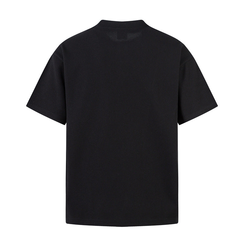 Casual Street Wear Summer Vintage Short Sleeve T-Shirt Waffle