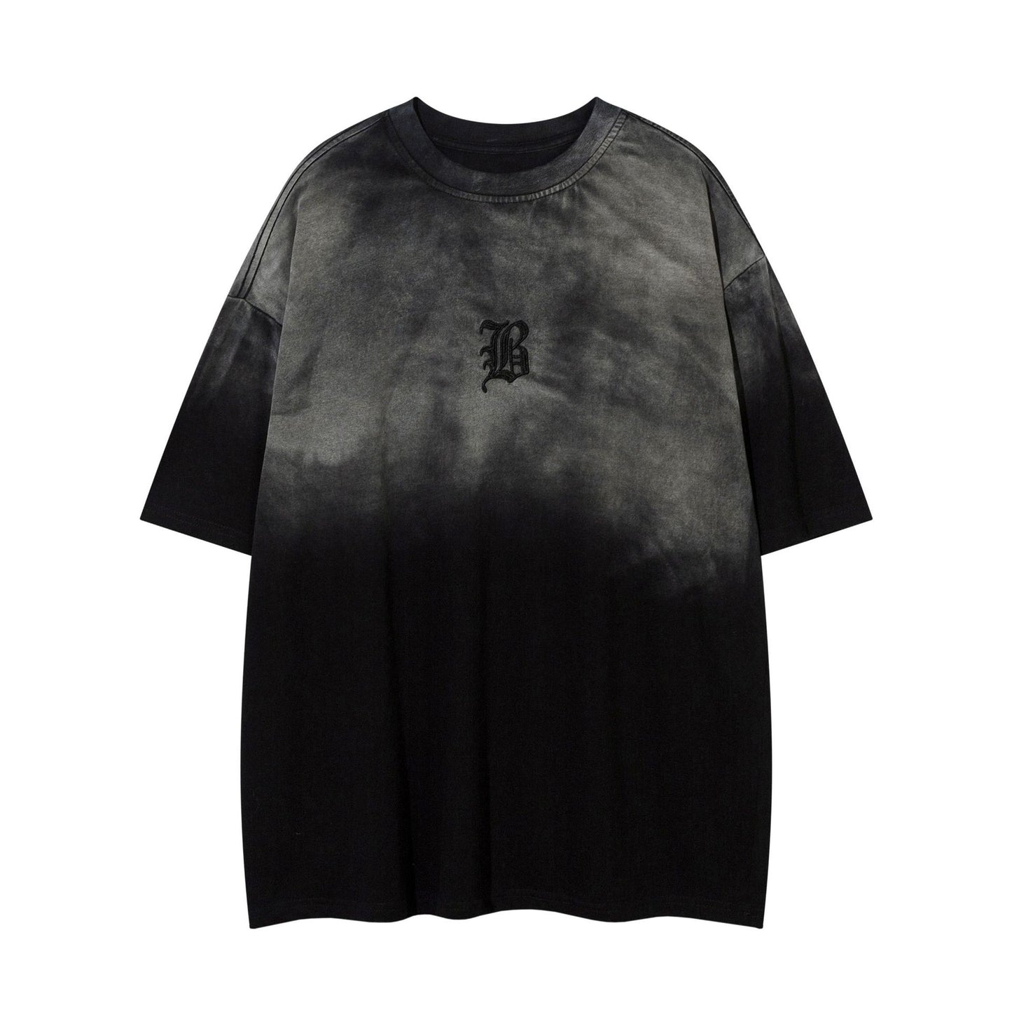Vintage tarz t shirt retro old gradual change letter embroidery short sleeve t-shirt summer loose top