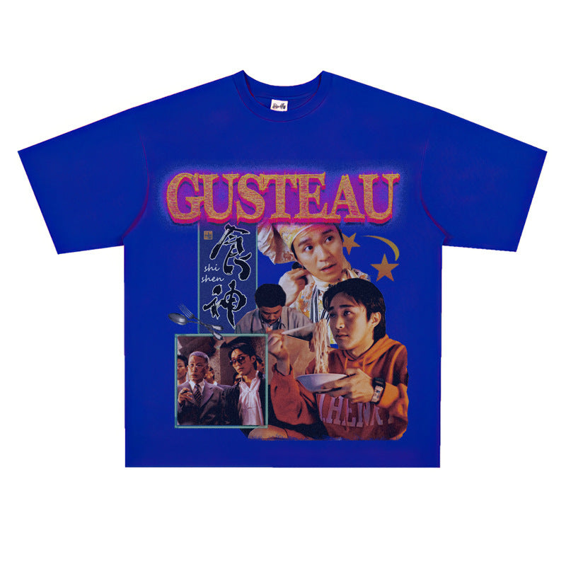 Film Star T Shirt Classic Movie Zhou Xingchi Short Sleeve American Retro T-shirt Men and Women