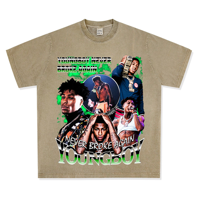 Streetwear Masculino Retro Hip Hop Young Boy Print Short Sleeve T-Shirt