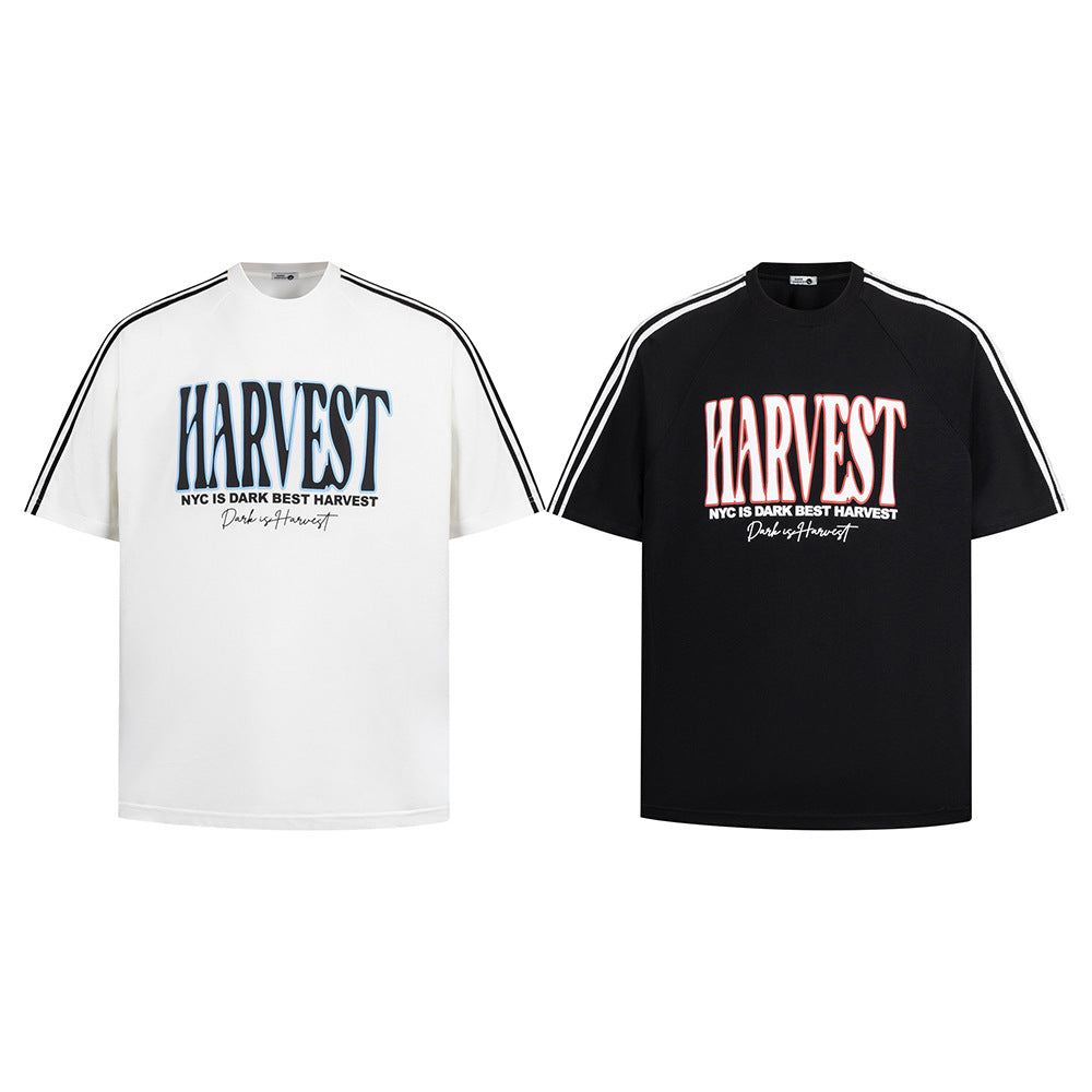 New York Hip Hop Style Casual Short Sleeve Vintage Webbing Alphabet Print T-Shirt