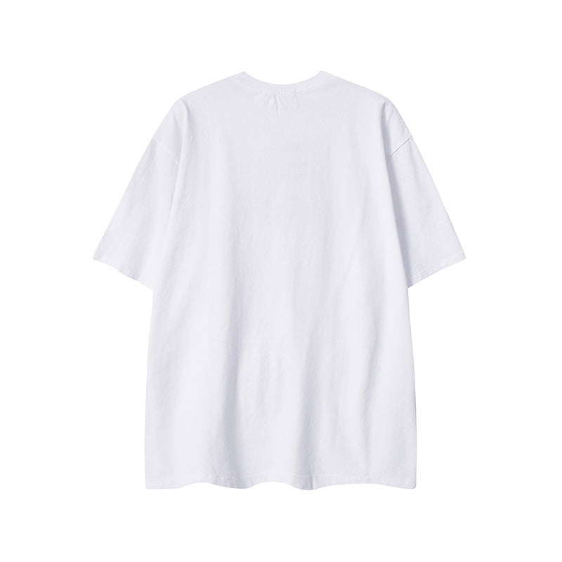 Vintage T Shirts Hip Hop Finger Print Crew Neck Short Sleeve T-Shirt