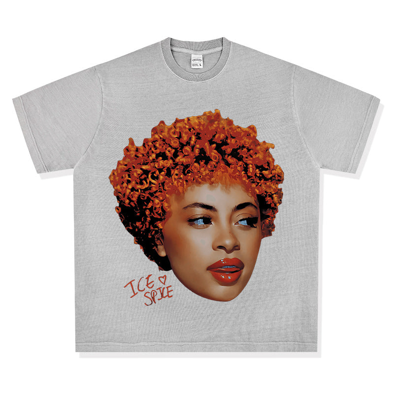 Cool t rapper vintage hip hop Ice Spice print short sleeve t-shirt