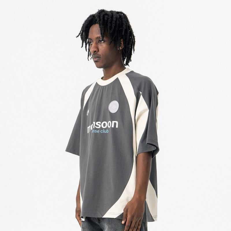 Vic Streetwear Summer Letter Print Short Sleeve T-Shirt Loose