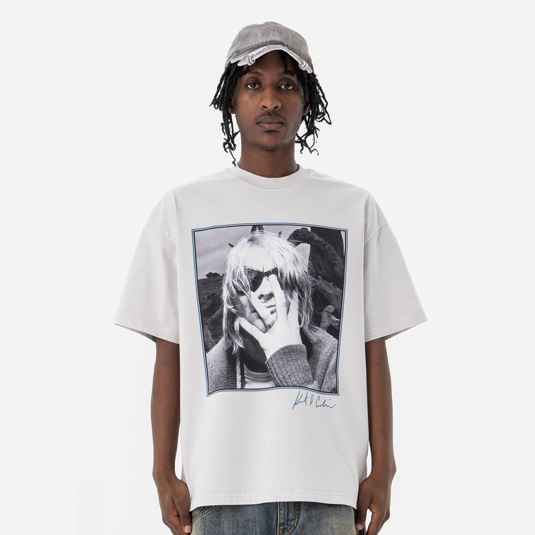 Vintage 90s Hip Hop Clothing Portrait Print Summer Vintage Short Sleeve T-Shirt