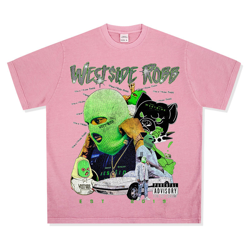 Cool t rapper hip hop robb print vintage hiphop short sleeve t-shirt