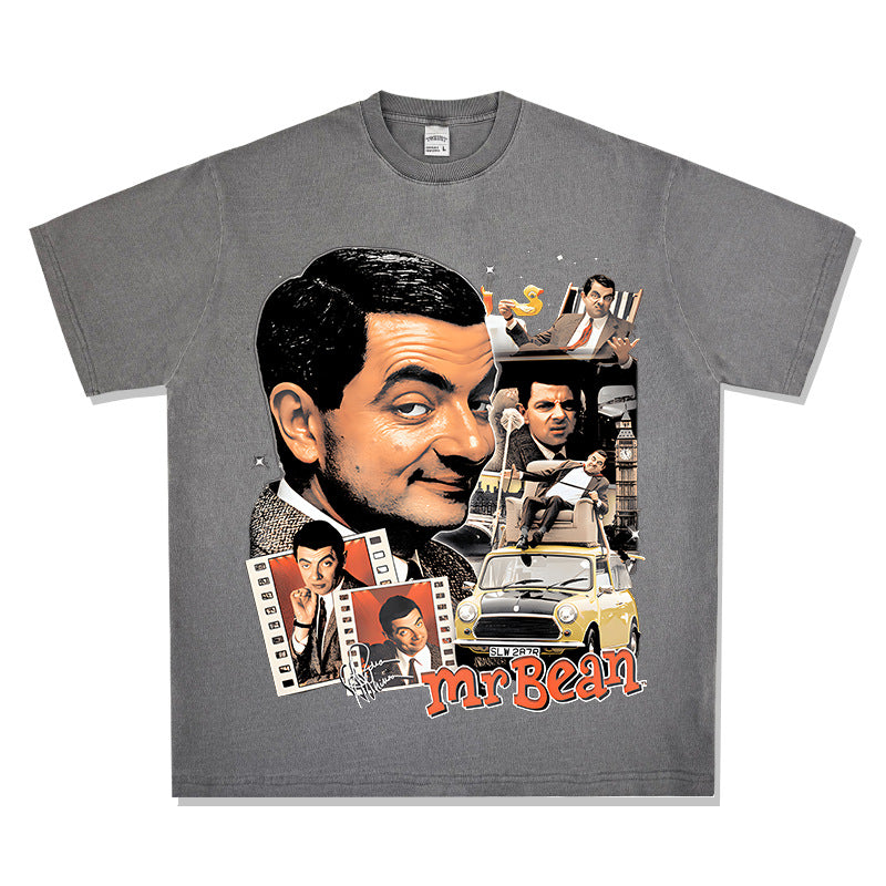 Streetwear masculino comedian bean atkinson print short sleeve t-shirt