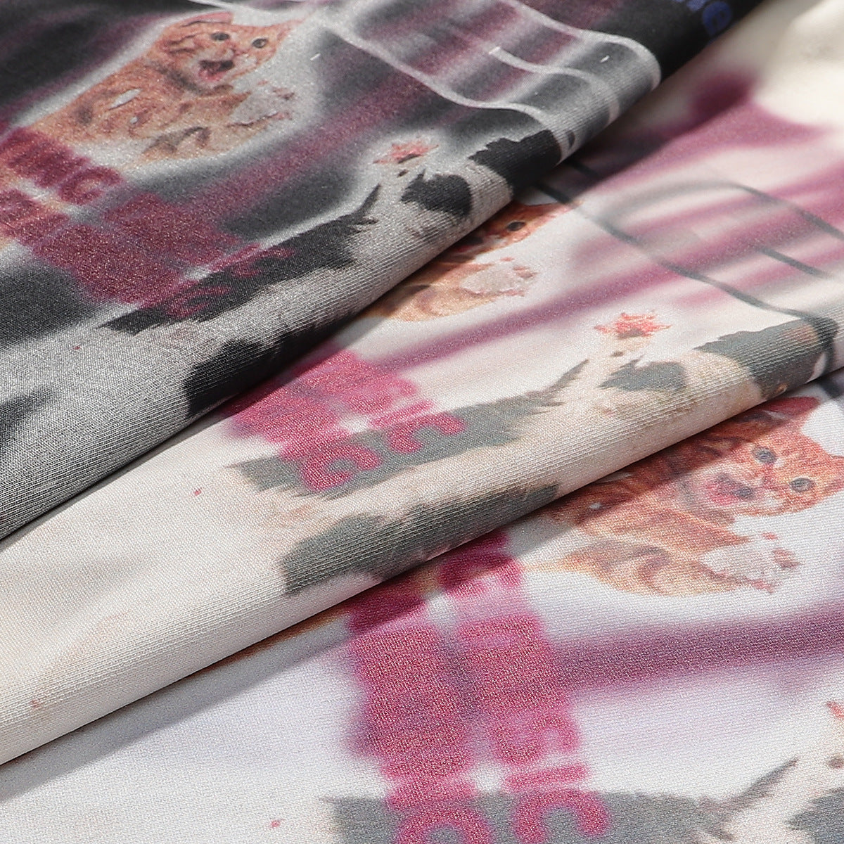 Vestimenta De Los 90 Summer Vintage Cat Print Short Sleeve T-Shirt