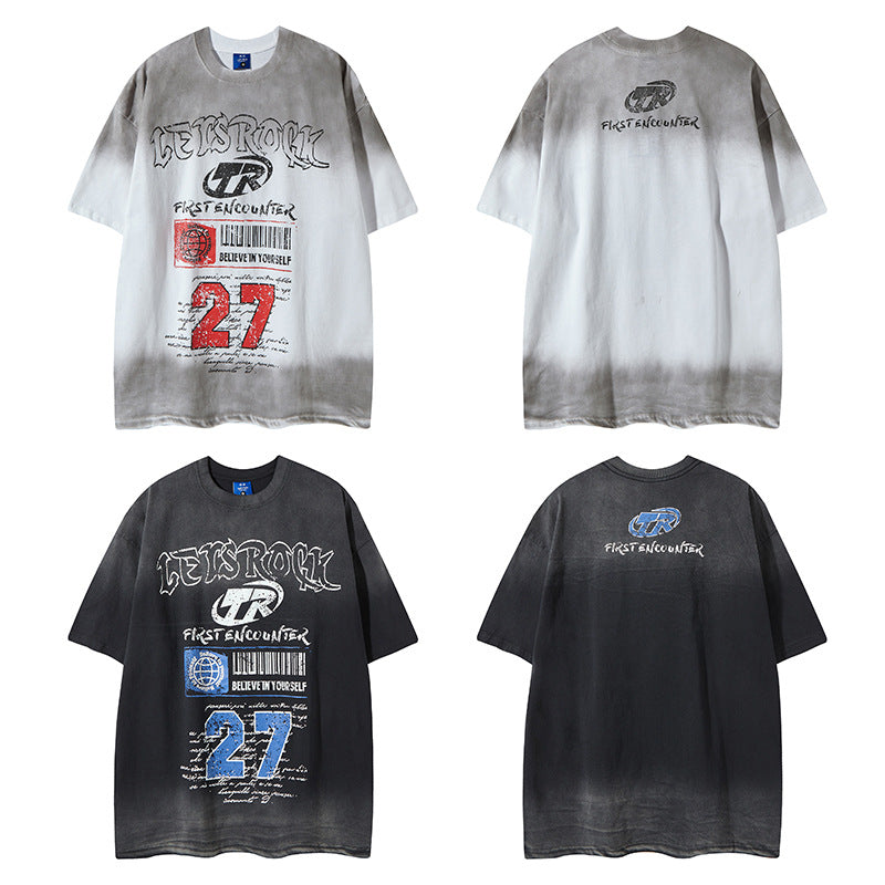 Nyc 1990 Shirt Retro Hip Hop Alphabet Short Sleeve T-Shirt