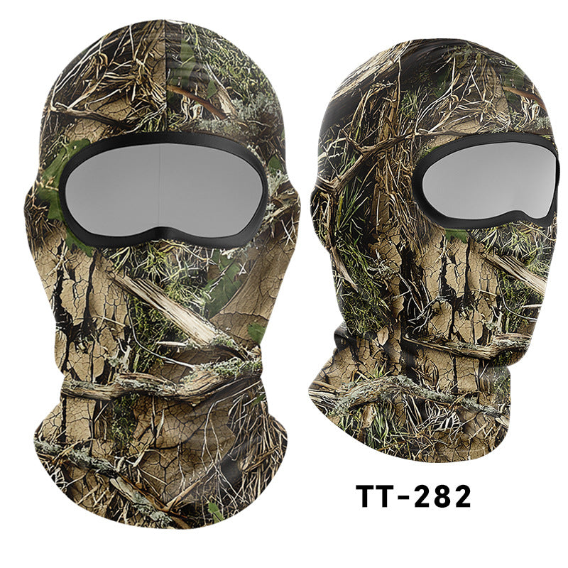 Cycling Windproof Hood Bionic Camouflage Printed Ice Silk Sunscreen Mask