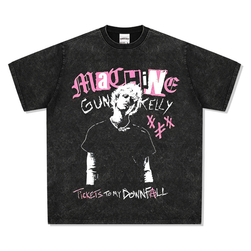 Cool t rapper vintage hip hop mgk print short sleeve t-shirt
