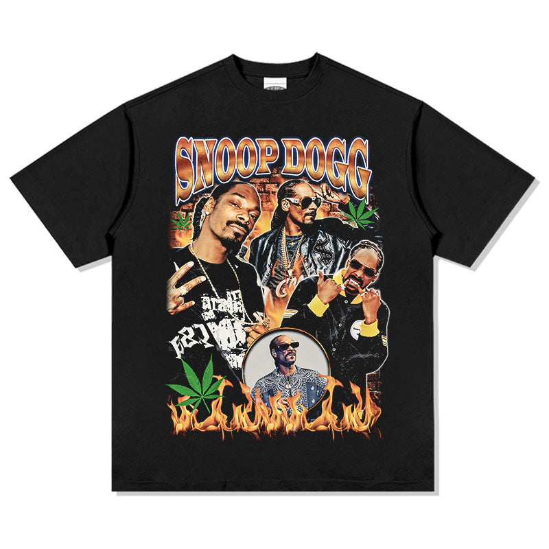 Streetwear masculino hip hop Snoop Dogg print short sleeve t-shirt