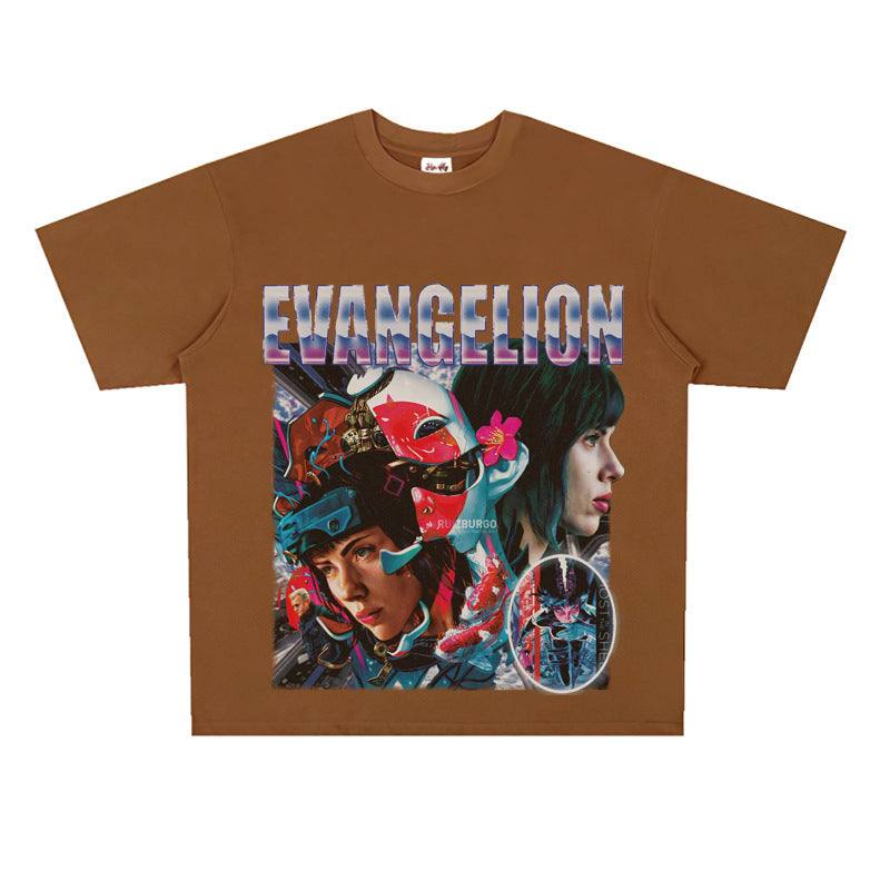 Film Star T Shirt European and American Classic Movie Attack Shell Mobile Team Short Sleeve Loose Retro Printed T-shirt