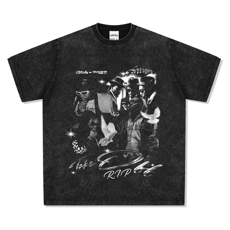 Cool t rapper BC hip hop rap takeoff print short sleeve vintage wash