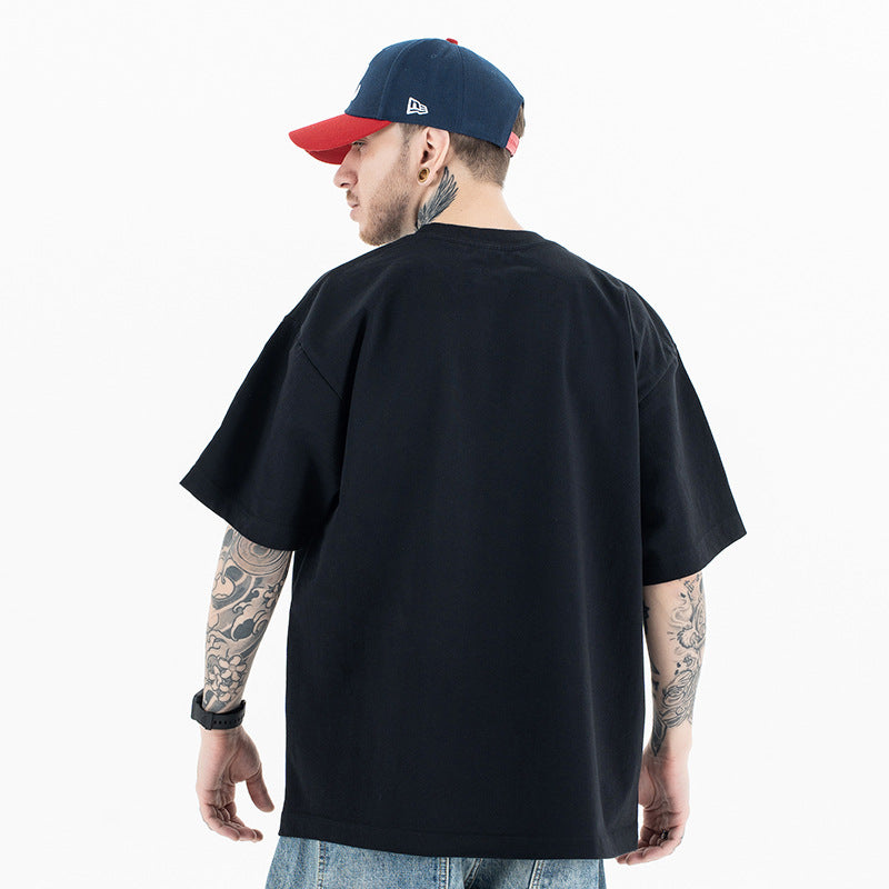 Vic Streetwear Summer Vintage Astronaut Print Crew Neck Short Sleeve T-Shirt
