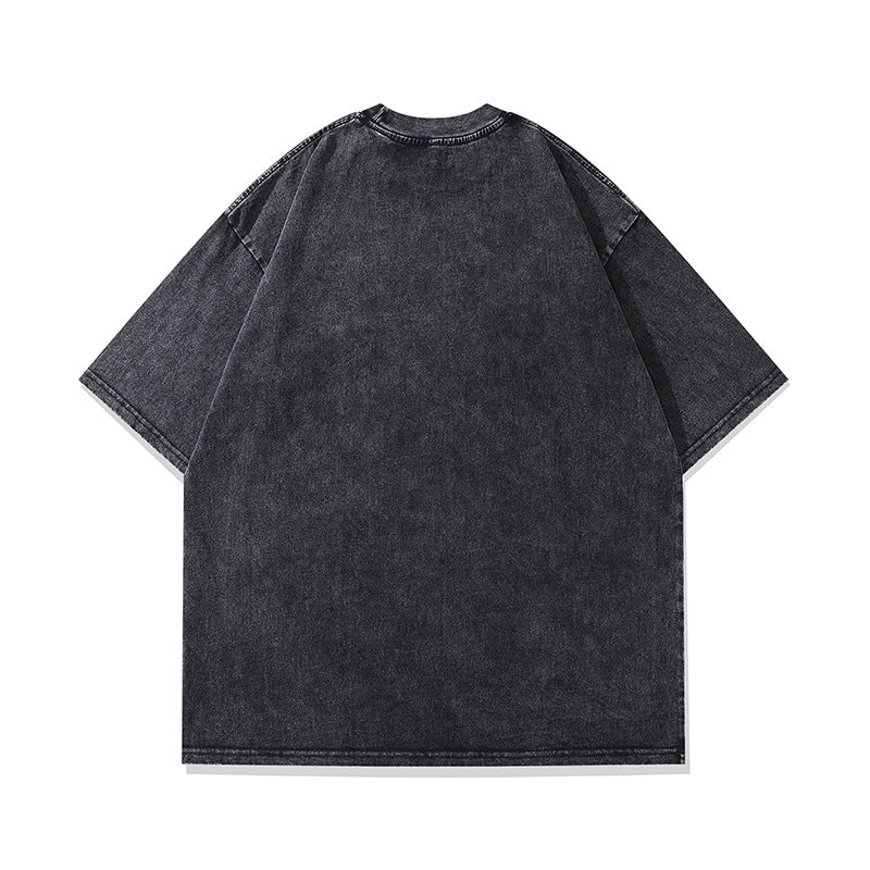 Ropa Vintage Hombre Washed Old Panda Print Short Sleeve T-Shirt