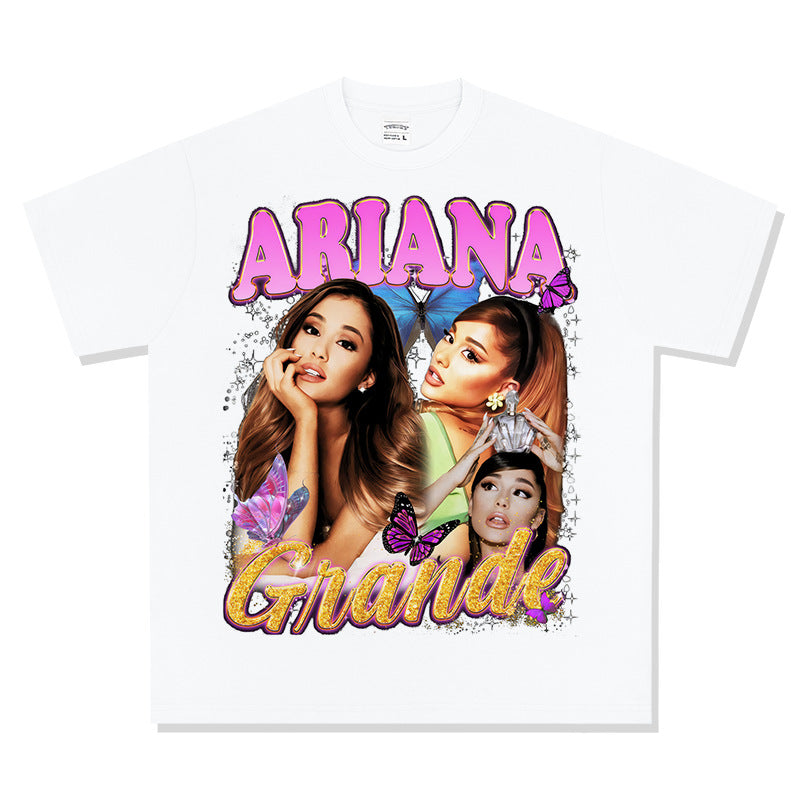 Streetwear masculino Ariana Grande print T-shirt