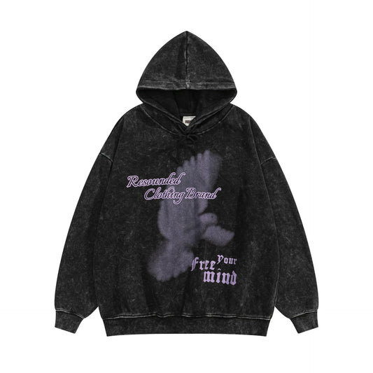 Vice streetwear pigeon print hooded sweater hoodie loose top