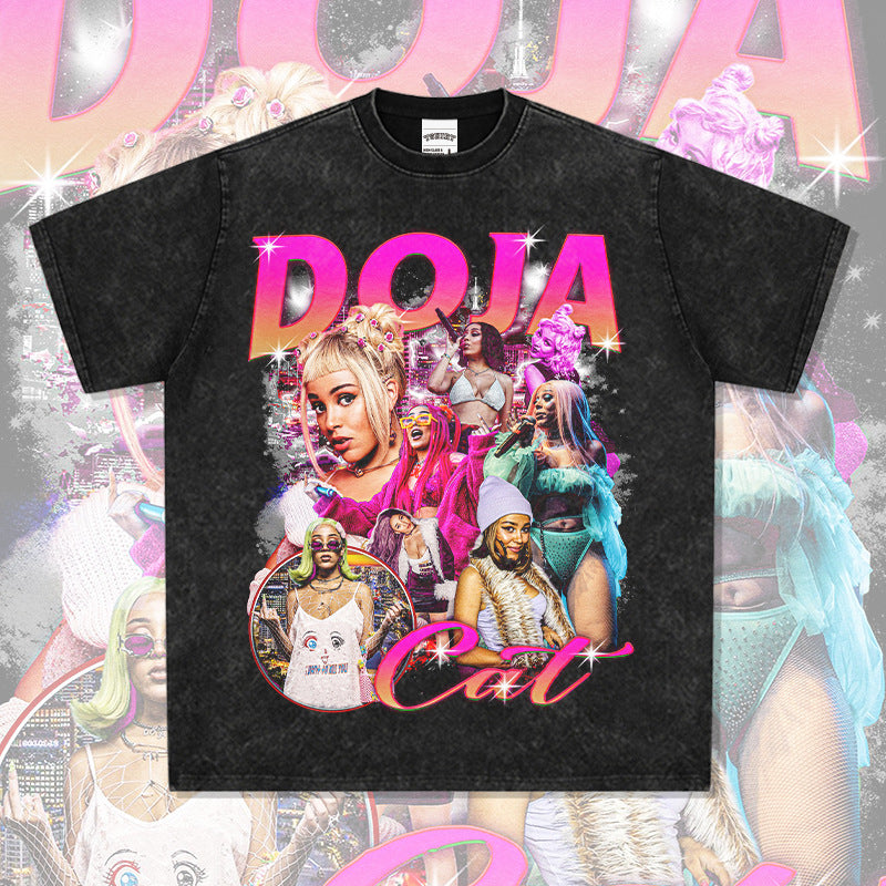 Marcas streetwear usa vintage doja cat print short sleeve t-shirt