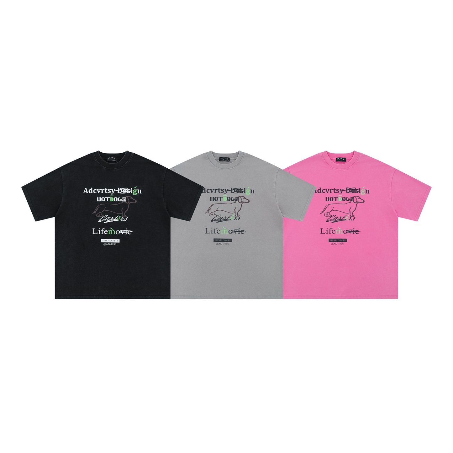 USA Vintage T-Shirt Vintage Wash Puppy Letter Print Male Female Loose Summer