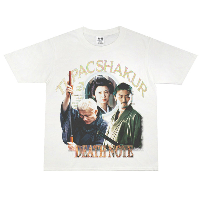 Film Star T Shirt Japanese Movie Zatōichi Loose Street Cotton T-shirt Men