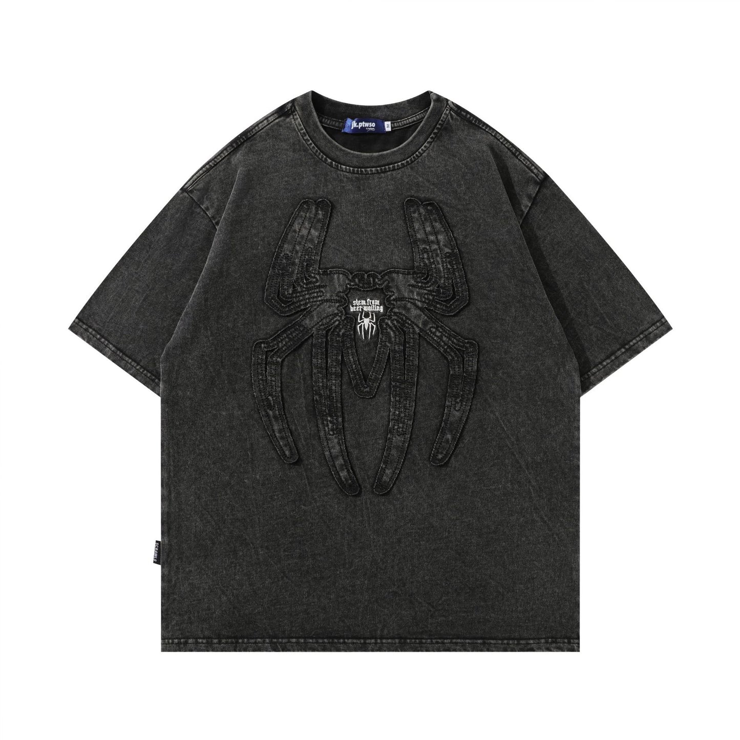 Remeras rock nacional t-shirt washed spider embroidery loose short sleeves