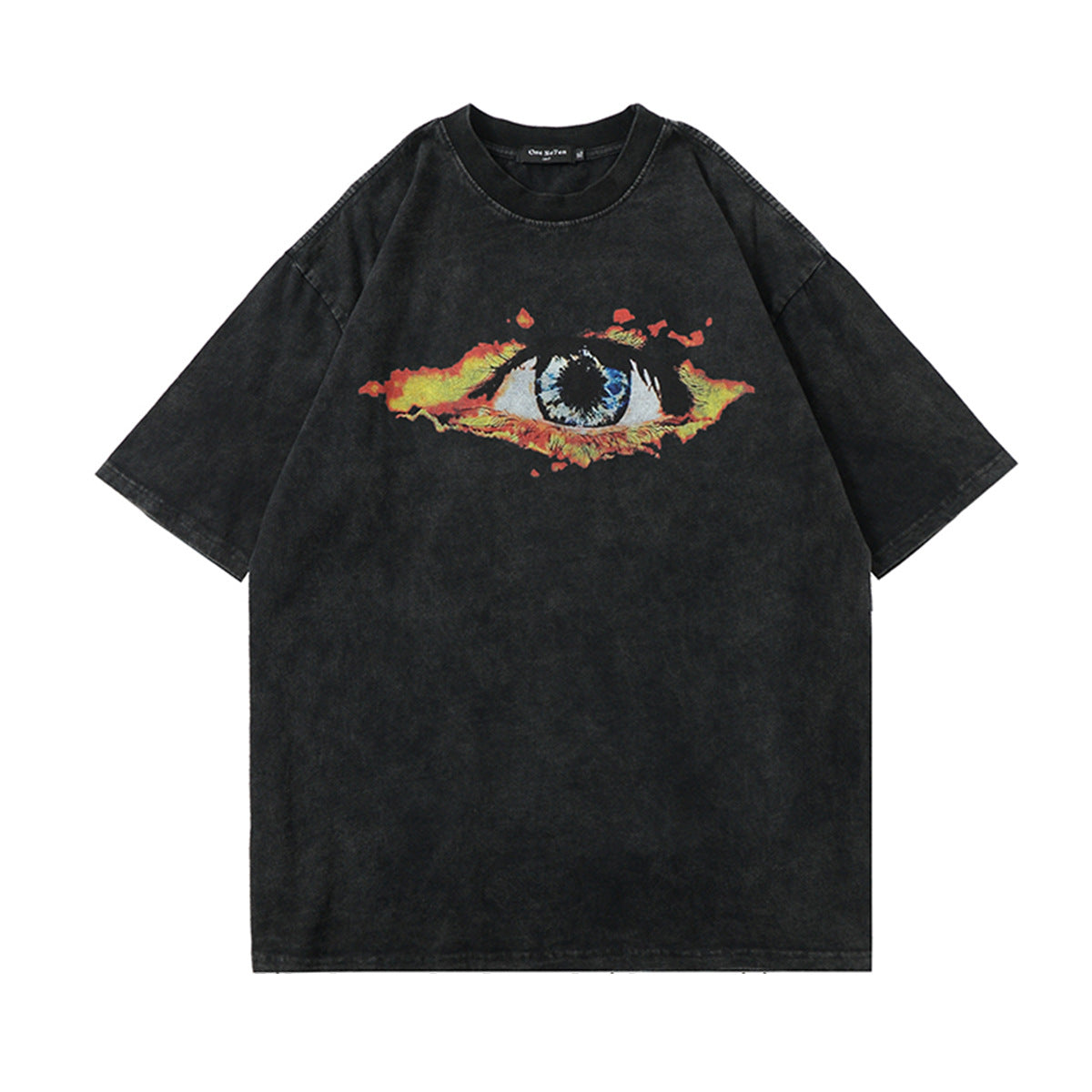 Hustle vintage summer hip hop wash t-shirt short sleeve