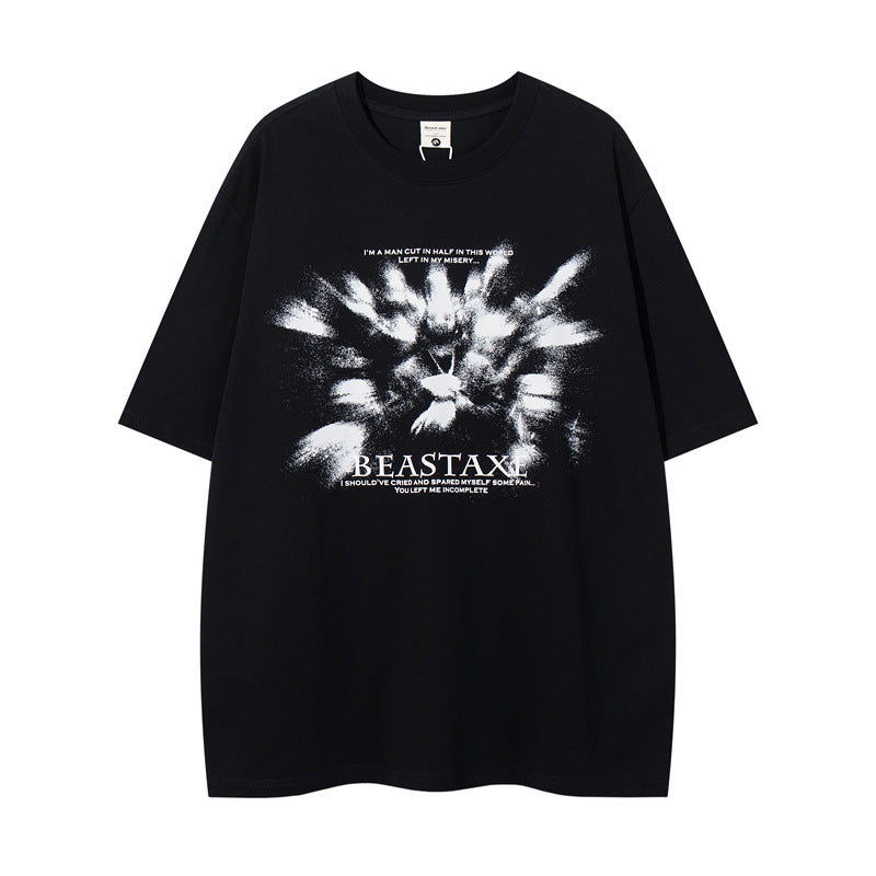 Y2K mens shirt summer casual round neck half sleeve top
