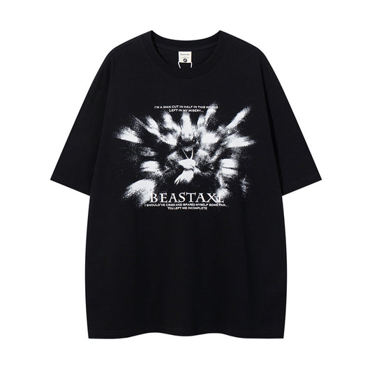 Y2K mens shirt summer casual round neck half sleeve top