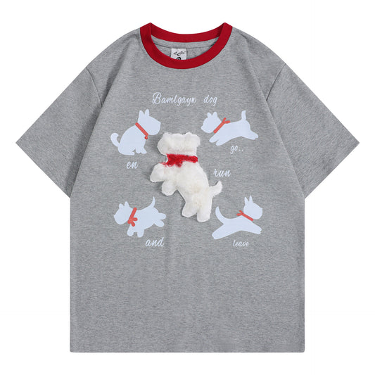 Camisetas streetwear Summer Vintage Puppy Casual Loose Short Sleeve T-Shirt