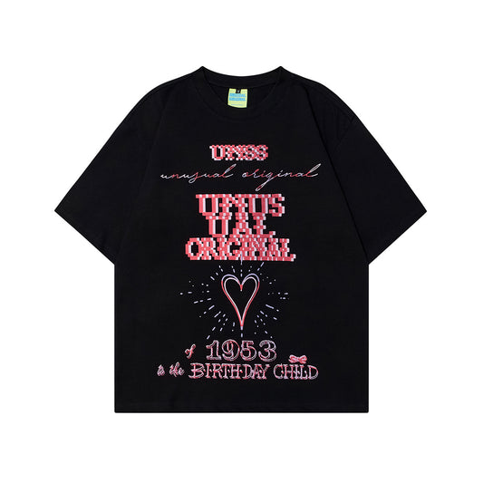 Unisex T-shirts Summer Letter Design Men's Loose Short Sleeve T-Shirt