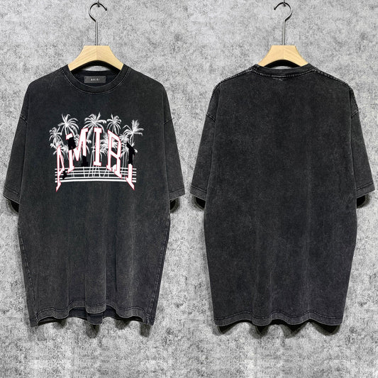 Amiri T-shirt Washed and Worn Retro Short Sleeve T-shirt