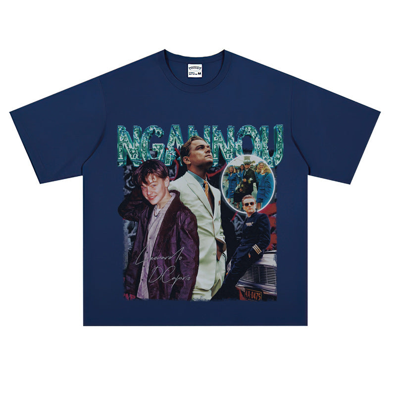 Film Star T Shirt Short Sleeve Loose Retro American Design T-shirt Men